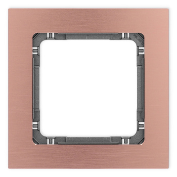 Ramka uniwersalna pojedyncza - aluminium szczotkowane ramka: kolor miedziany; spód: grafitowy Karlik seria DECO 9-11-DRA-1 kolor miedziany
