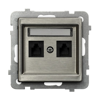 Gniazdo telefoniczne podwójne niezależne seria SONATA STAL INOX kolor Stal inox symbol GPT-2RMN/m/37