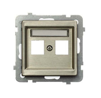 Obudowa gniazda podwójnego typu Keystone prosta seria SONATA NOWE SREBRO kolor Nowe srebro symbol GPK-2RM/p/44