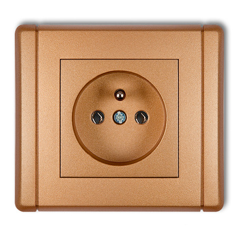 Gniazdo pojedyncze z uziemieniem 2P+Z bez przesłon torów prądowych Karlik seria FLEXI 8FGP-1z kolor złoty metalik