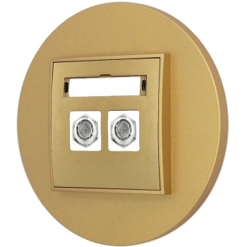 Gniazdo antenowe 2x z ramką okrągłą seria MINI kolor złoty