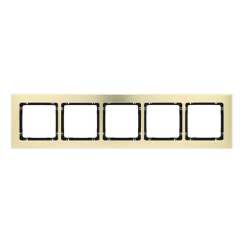 Ramka uniwersalna pięciokrotna - aluminium szczotkowane ramka: kolor mosiężny; spód: czarny Karlik seria DECO 8-12-DRA-5 kolor mosiężny