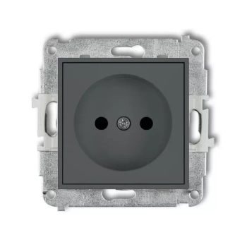 Mechanizm gniazda pojedynczego bez uziemienia 2P z przesłonami torów Karlik seria ICON 28IGP-1p kolor grafitowy mat