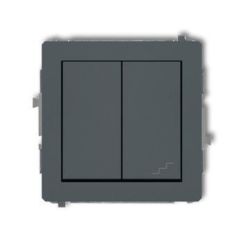 Mechanizm łącznika jednobiegunowego ze schodowym wspólne zasilanie Karlik seria DECO 28DWP-10.1 kolor grafitowy mat