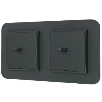 Dwa włączniki pojedyncze w stylu USA ramka zaokrąglona seria Mini kolor grafitowy mat