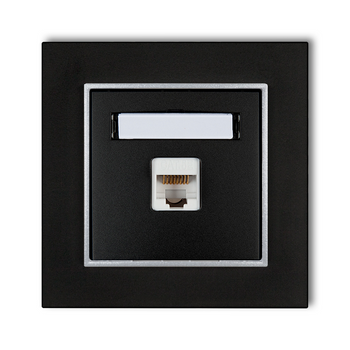 Gniazdo internetowe 1x z ramką karlik mini kolor czarny mat/srebrny