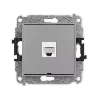 Mechanizm gniazda komputerowego pojedynczego 1xRJ45, kat. 6, 8-stykowy, bez pola opisowego Karlik seria ICON 27IGKBO-3 kolor szary mat