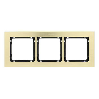 Ramka uniwersalna potrójna - aluminium szczotkowane ramka: kolor mosiężny; spód: czarny Karlik seria DECO 8-12-DRA-3 kolor mosiężny