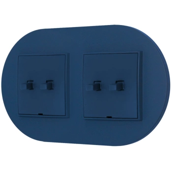 Dwa włączniki podwójne w stylu USA ramka okrągła seria Mini kolor navy blue