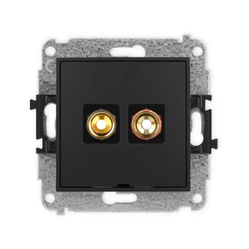 Mechanizm gniazda głośnikowego pojedynczego, bez pola opisowego typu banan - czerwony i czarny, pozłacany, 4 mm2, skręcany Karlik seria MINI 12MGGBO-4 kolor czarny mat