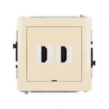 Mechanizm gniazda podwójnego HDMI 2.0, 4K, bez pola opisowego Karlik seria DECO 1DHDMIBO-4 kolor beżowy