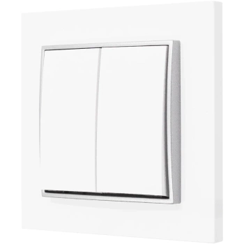 Włącznik podwójny z ramką karlik mini kolor biały/srebrny