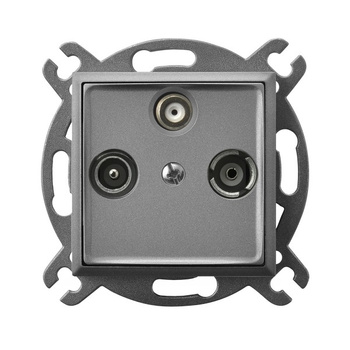 Gniazdo RTV-SAT przelotowe seria ARIA kolor Szary mat symbol GPA-USP/m/70