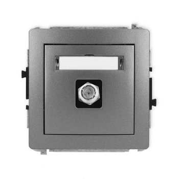 Mechanizm gniazda antenowego pojedynczego typu F SAT niklowany Karlik seria DECO 11DGF-1 kolor grafitowy