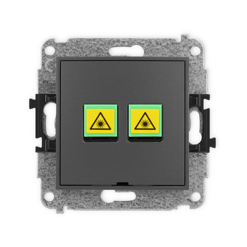 Mechanizm gniazda światłowodowego/optycznego podwójnego, bez pola opisowego Karlik seria ICON 28IGOPBO-2 kolor grafitowy mat