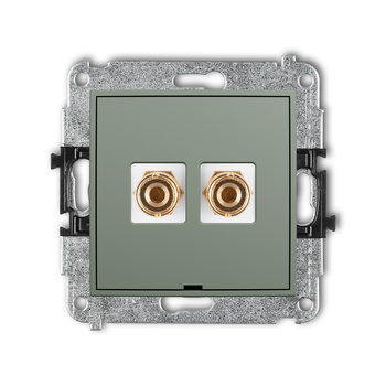 Mechanizm gniazda głośnikowego pojedynczego, bez pola opisowego typu banan - czerwony i czarny, pozłacany, 4 mm2, do lutowania Karlik seria ICON 61IGGBO-3 kolor szałwiowy