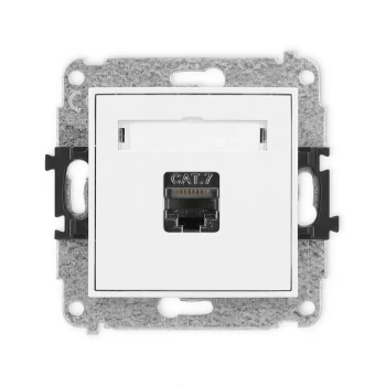 Mechanizm gniazda komputerowego pojedynczego 1xRJ45, kat. 7, ekranowany, 8-stykowy Karlik seria MINI MGK-9 kolor biały