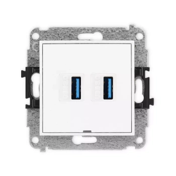 Mechanizm gniazda podwójnego 2xUSB A-A 3.0, bez pola opisowego Karlik seria MINI 25MGUSBBO-6 kolor biały mat
