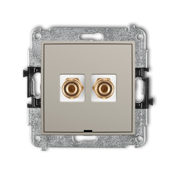 Mechanizm gniazda głośnikowego pojedynczego, bez pola opisowego typu banan - czerwony i czarny, pozłacany, 4 mm2, do lutowania Karlik seria ICON 60IGGBO-3 kolor taupe