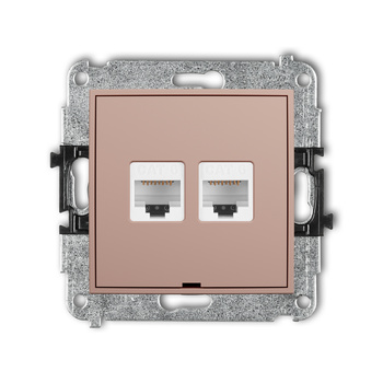 Mechanizm gniazda komputerowego podwójnego 2xRJ45, kat. 6, 8-stykowy, bez pola opisowego Karlik seria MINI 62MGKBO-4 kolor łososiowy