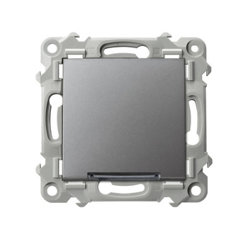 Łącznik zwierny z podświetleniem niebieskim seria SZAFIR kolor Szary mat symbol ŁP-21ZS/m/70