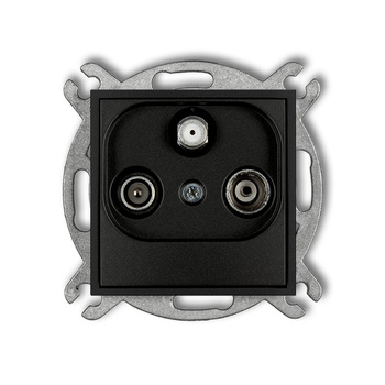 Mechanizm gniazda abonenckiego RTV-SAT końcowego 2 wejścia antenowe Karlik seria ICON 12IGST kolor czarny mat