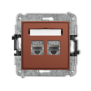 Mechanizm gniazda komputerowego podwójnego 2xRJ45, kat. 7, ekranowany, 8-stykowy Karlik seria MINI 63MGK-10 kolor terakota