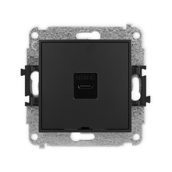 Mechanizm gniazda pojedynczego 1xUSB C-C, bez pola opisowego Karlik seria ICON 12IGUSBBO-7 kolor czarny mat