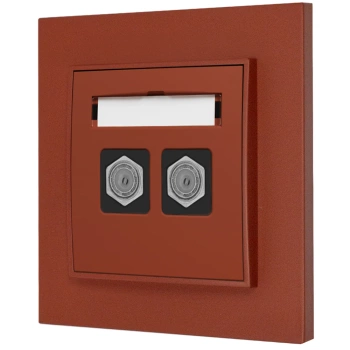 Gniazdo antenowe 2x z ramką kwadratową seria MINI kolor terakota