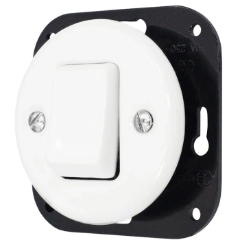 Łącznik krzyżowy 'Retro ceramic' bez ramki, 10A-250V~, biały TG-RC-140W