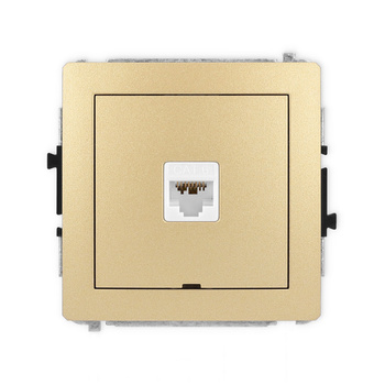 Mechanizm gniazda komputerowego pojedynczego 1xRJ45, kat. 6A, 8-stykowy, bez pola opisowego Karlik seria DECO 29DGKBO-7 kolor złoty