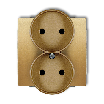 Mechanizm gniazda podwójnego do ramki bez uziemienia 2x2P z przesłonami torów Karlik seria DECO 29DGPR-2p kolor złoty