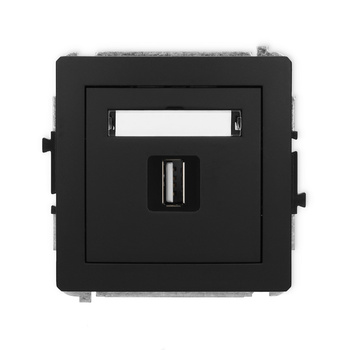 Mechanizm gniazda pojedynczego USB A-A 2.0 Karlik seria DECO 12DGUSB-1 kolor czarny mat
