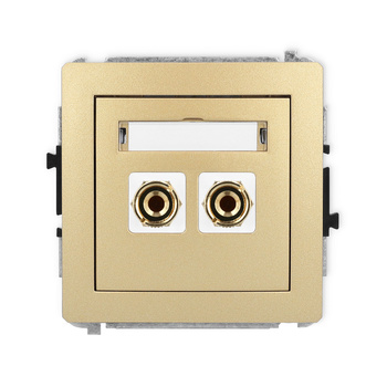 Mechanizm gniazda głośnikowego pojedynczego typu banan - czerwony i czarny, pozłacany, 4 mm2, do lutowania Karlik seria DECO 29DGG-3 kolor złoty