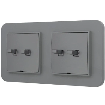 Dwa włączniki podwójne w stylu USA ramka zaokrąglona seria Mini kolor szary mat