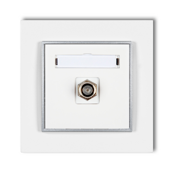 Gniazdo antenowe 1x z ramką karlik mini kolor biały/srebrny