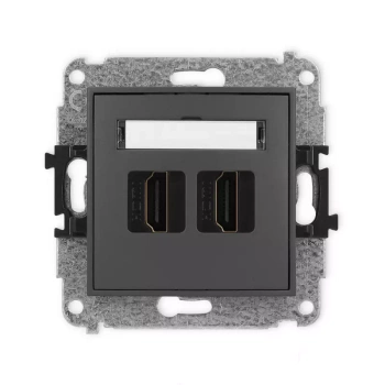 Mechanizm gniazda podwójnego HDMI 2.0, 4K Karlik seria MINI 28MHDMI-4 kolor grafitowy mat