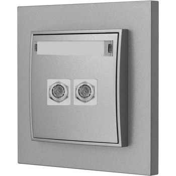 Gniazdo antenowe 2x z ramką karlik mini kolor srebrny