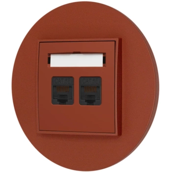 Gniazdo internetowe rj45 2x z ramką okrągłą seria MINI kolor terakota