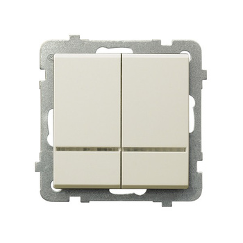 Łącznik dwugrupowy świecznikowy z podświetleniem pomarańczowym seria SONATA kolor Ecru symbol ŁP-2RS/m/27