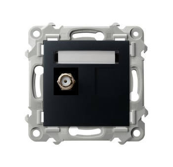 Gniazdo antenowe typu F pojedyncze seria SZAFIR kolor Czarny metalik symbol GPA-1ZF/m/33