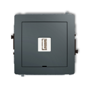 Mechanizm ładowarki USB pojedynczej USB A, 5W max., 5V, 1A, bez pola opisowego Karlik seria DECO 28DCUSBBO-1 kolor grafitowy mat
