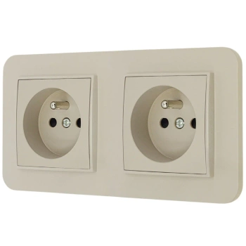 Dwa gniazda pojedyncze z ramką zaokrągloną seria MINI kolor taupe
