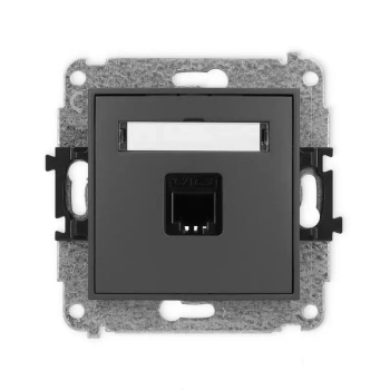 Mechanizm gniazda telefonicznego pojedynczego 1xRJ11, 4-stykowy, beznarzędziowe Karlik seria MINI 28MGT-1 kolor grafitowy mat