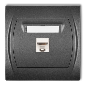 Gniazdo komputerowe pojedyncze 1xRJ45, kat. 5e, 8-stykowy Karlik seria LOGO 11LGK-1 kolor grafitowy