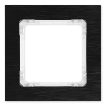 Ramka uniwersalna pojedyncza - aluminium szczotkowane ramka: czarna; spód: biały Karlik seria DECO 12-0-DRA-1 kolor czarny