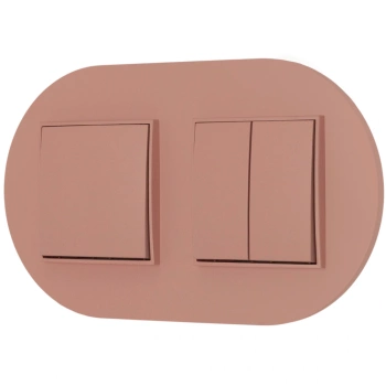 Dwa włączniki pojedynczy i podwójny z ramką okrągłą seria MINI kolor łososiowy