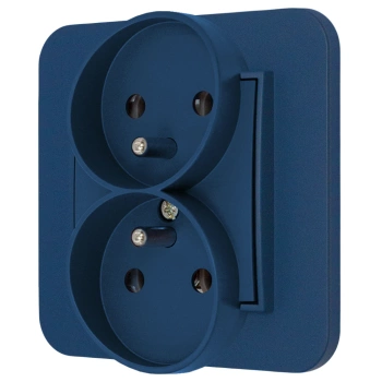 Gniazdo podwójne z ramką zaokrągloną seria MINI kolor navy blue