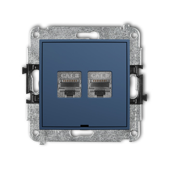 Mechanizm gniazda komputerowego podwójnego 2xRJ45, kat. 8, ekranowany, 8-stykowy, bez pola opisowego Karlik seria MINI 64MGKBO-12 kolor navy blue