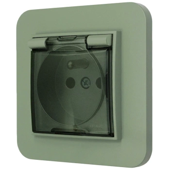 Gniazdo hermetyczne z ramką zaokrągloną seria MINI kolor szałwiowy